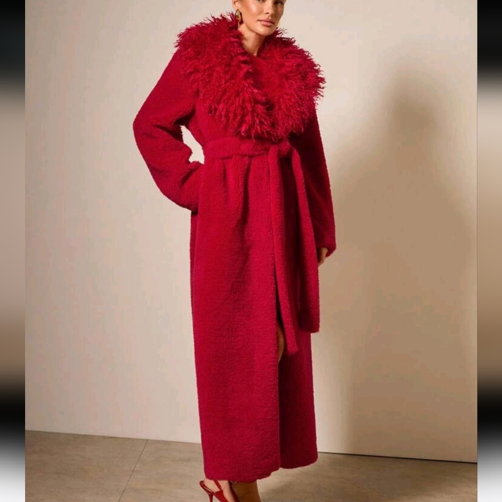 Women's Casual Solid Color Thick Warm Long Sleeve Faux Fur Jacket,Autumn - Picture 2 of 4
